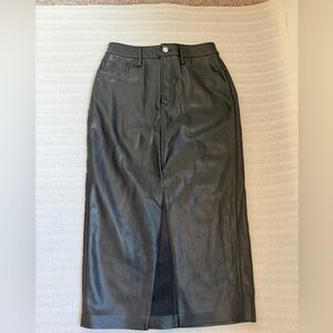 Express Black Faux Leather Midi Skirt